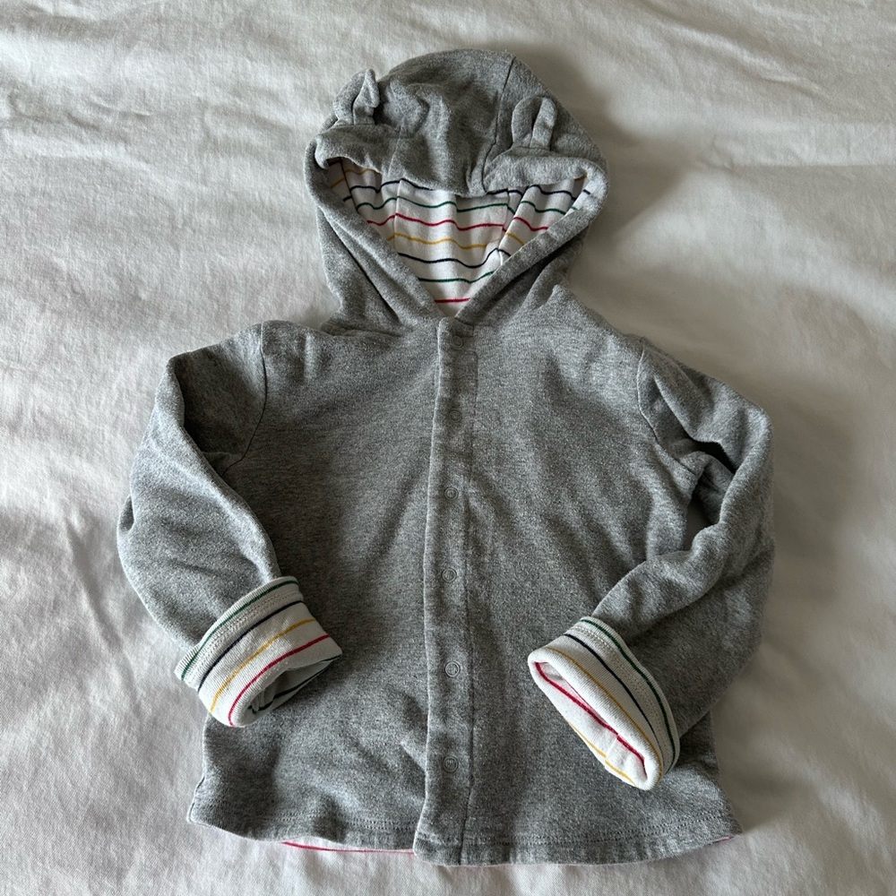 HBC Stripes Collection - Grey Kids Hoodie with Striped Lining